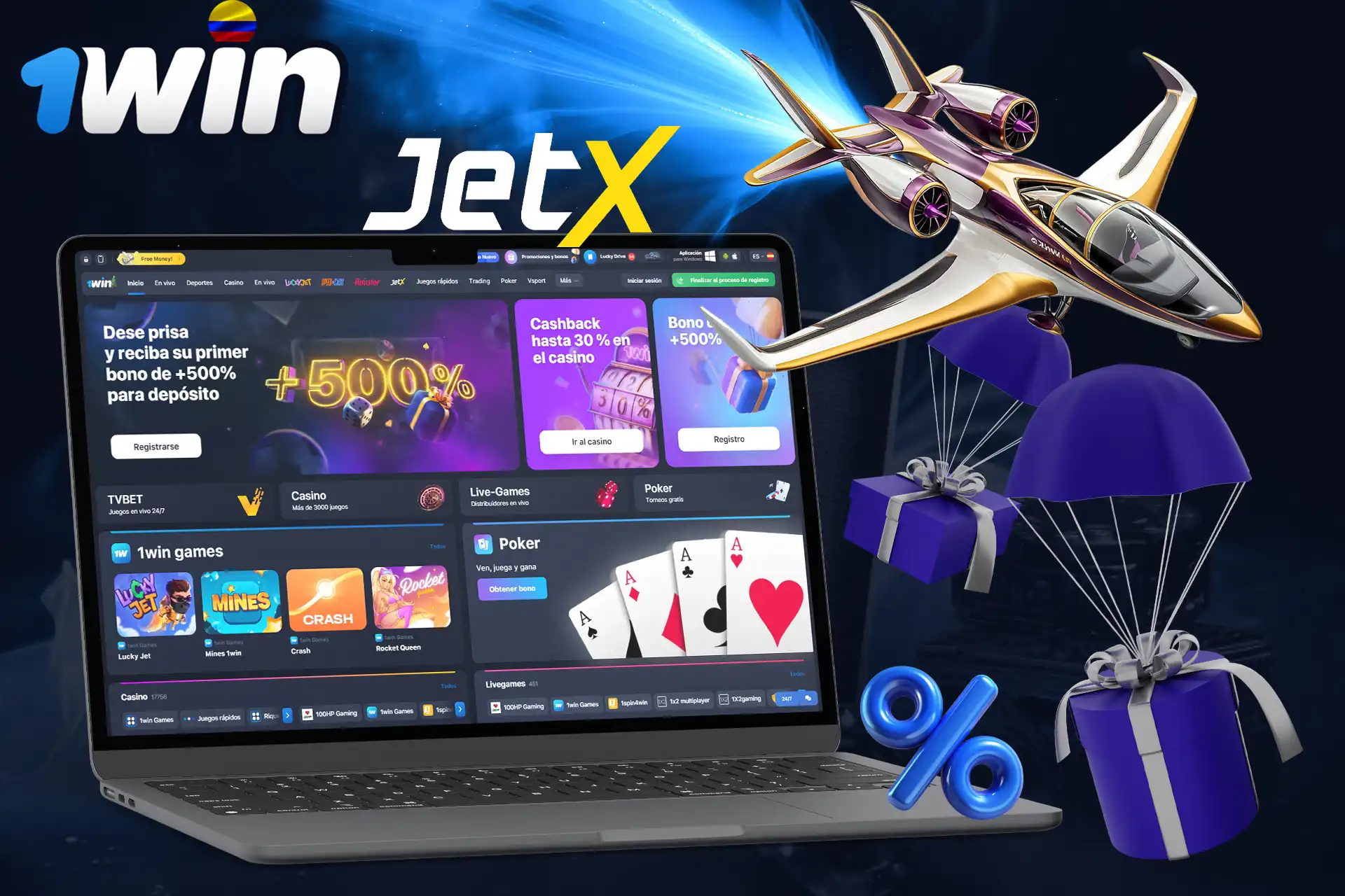 Juega a JetX en 1Win y consigue un bono