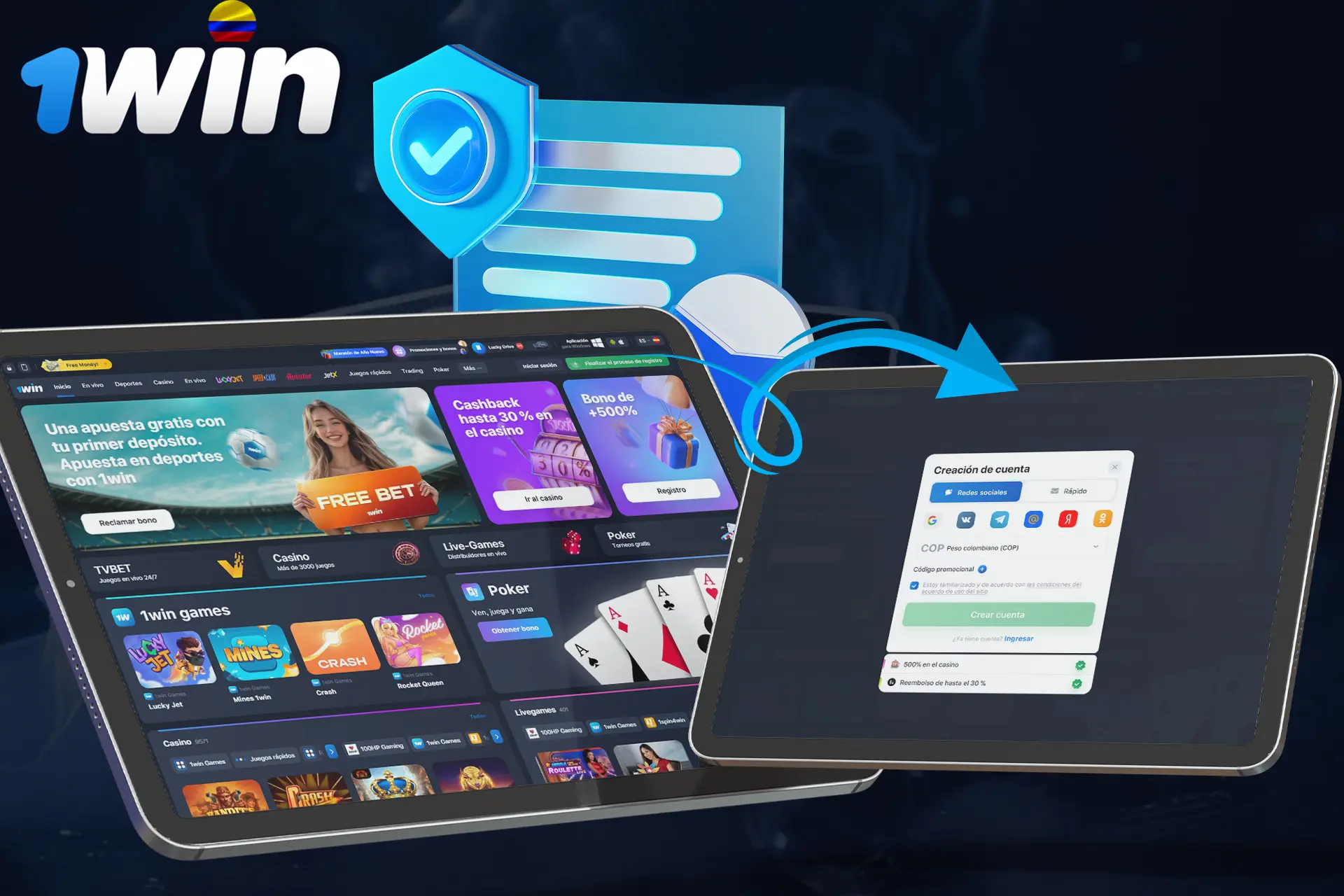 Regístrese y elija una bonificación