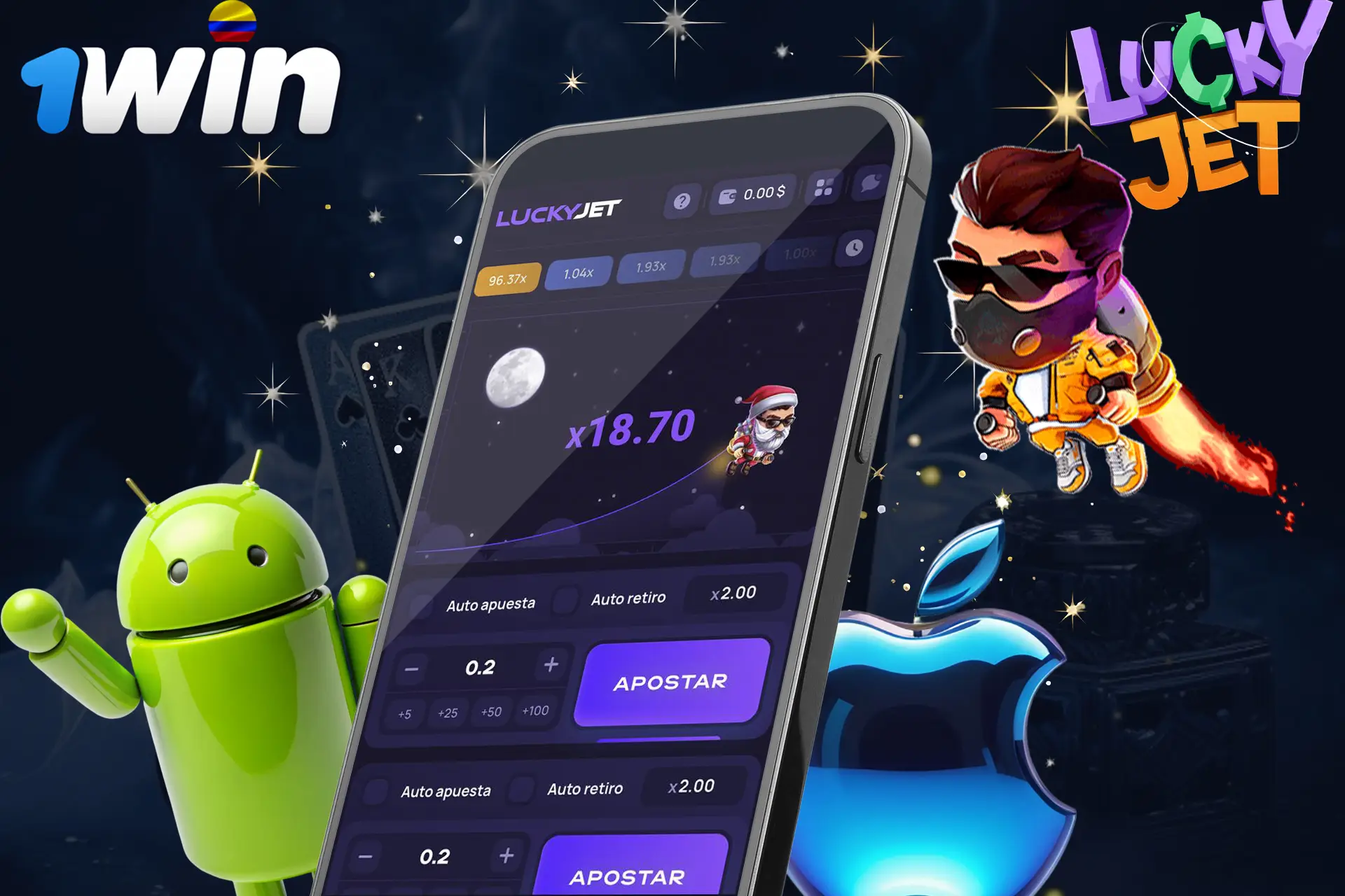 Descarga la aplicación 1Win en Android o iOS y empieza a jugar a Lucky Jet