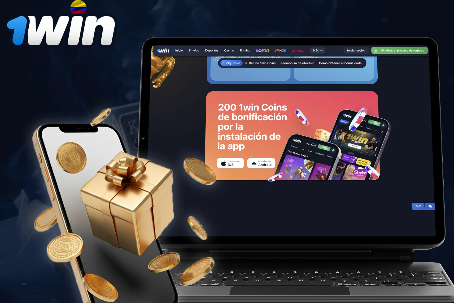 Descarga las aplicaciones de 1Win en Android, iOS o Windows y consigue una bonificación