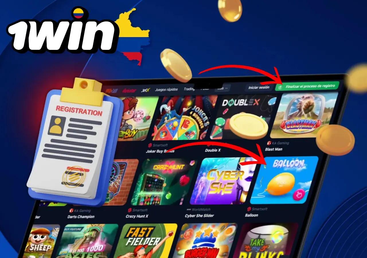 Para comenzar a jugar Globo en 1Win Colombia, crea una cuenta.