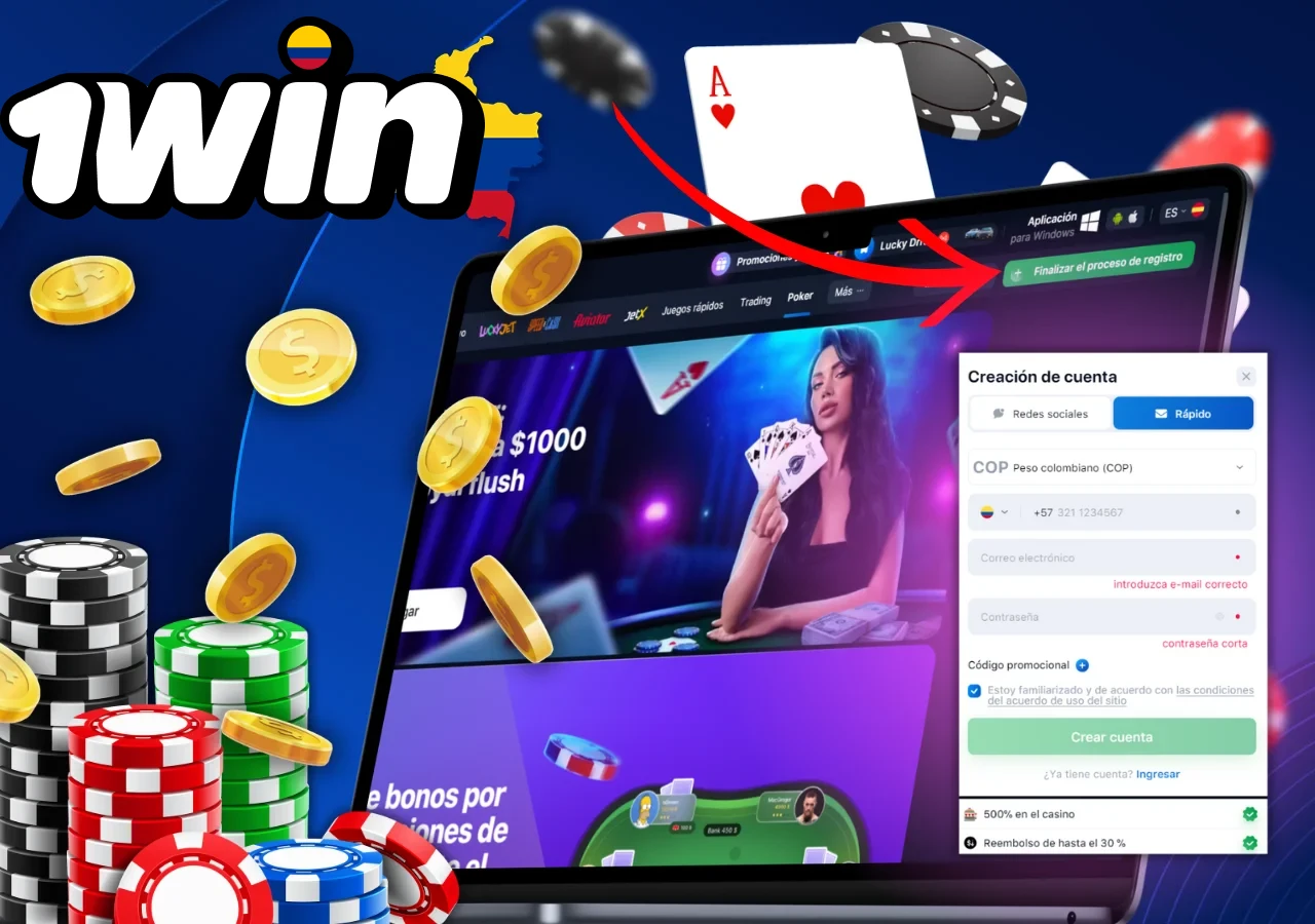 Empieza a jugar al poquer en 1Win registrandote, haciendo un deposito y eligiendo tu juego favorito.