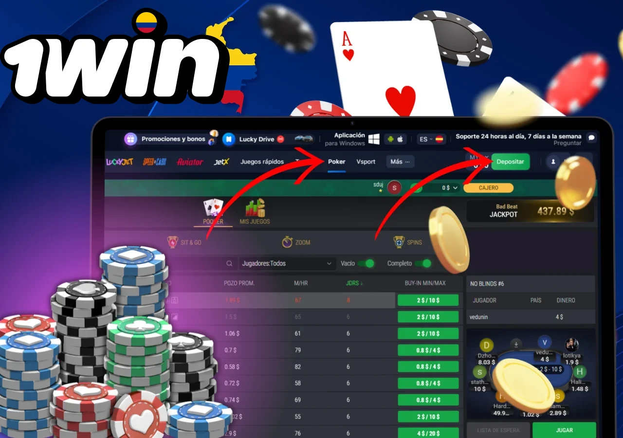 Disfruta de multiples titulos de poker en 1Win con bonos, opciones moviles y versiones de demostracion.