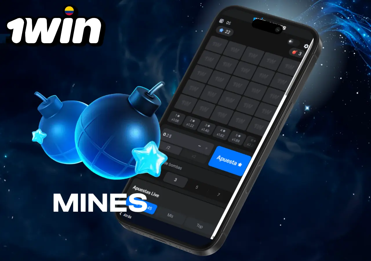 Juego Mines con estrategia y riesgo en 1Win